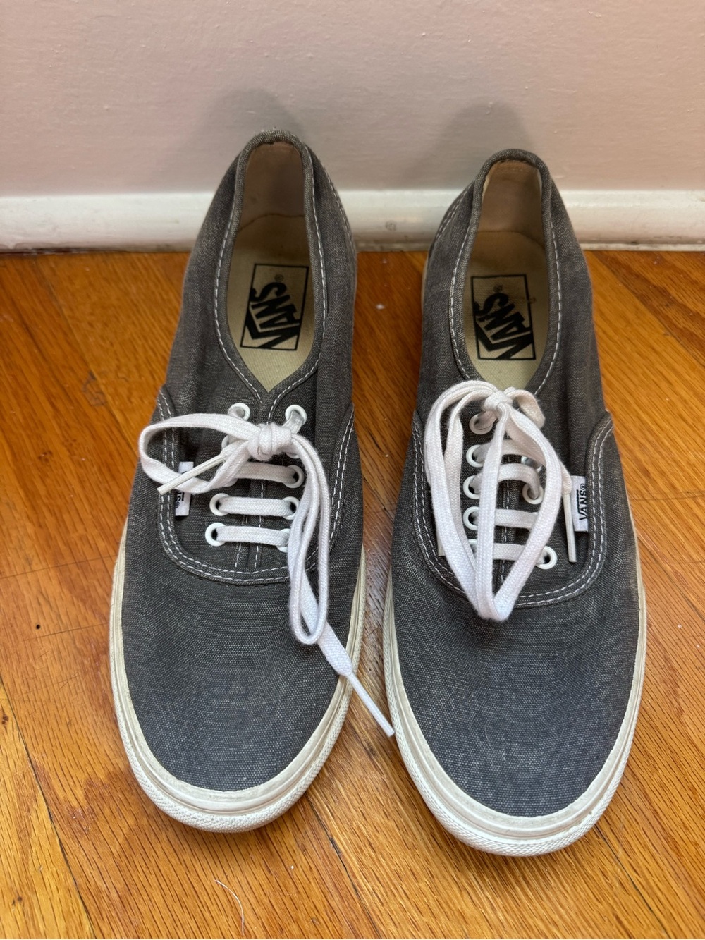 Vans Low-Top Canvas Sneakers in Gray with White Laces